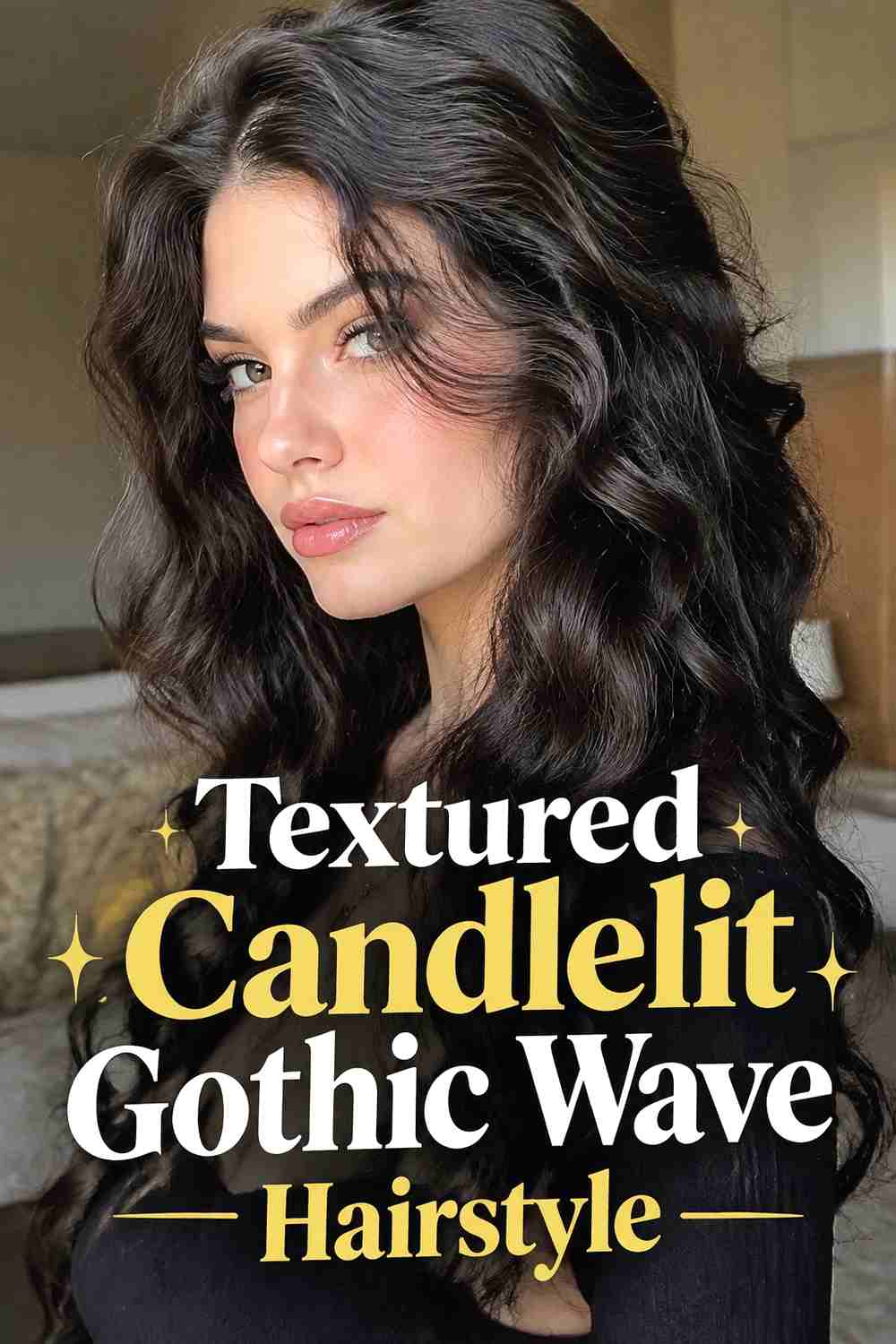 13. Textured Candlelit Gothic Wave Hairstyle