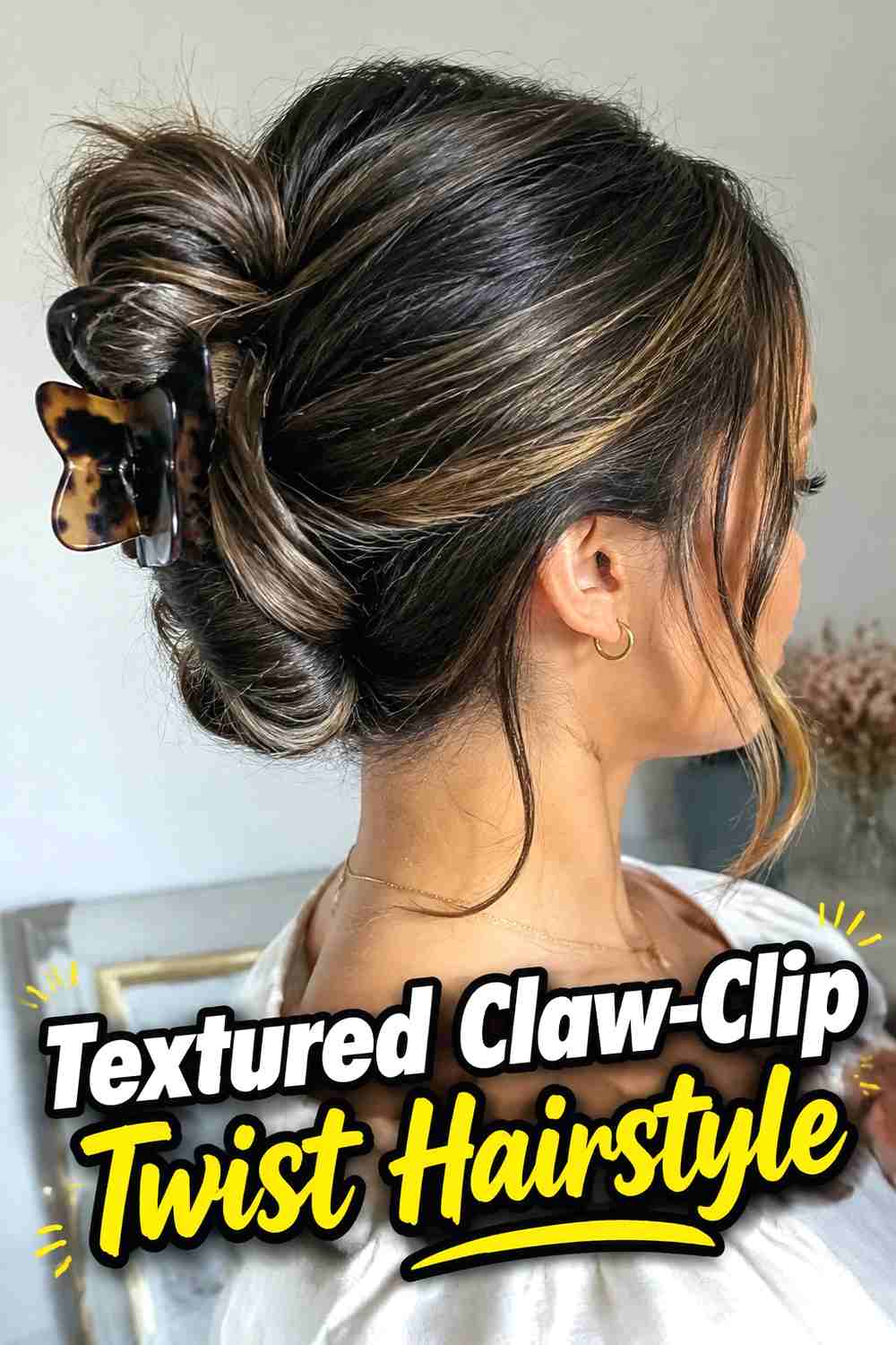 18. Textured Claw Clip Twist Hairstyle