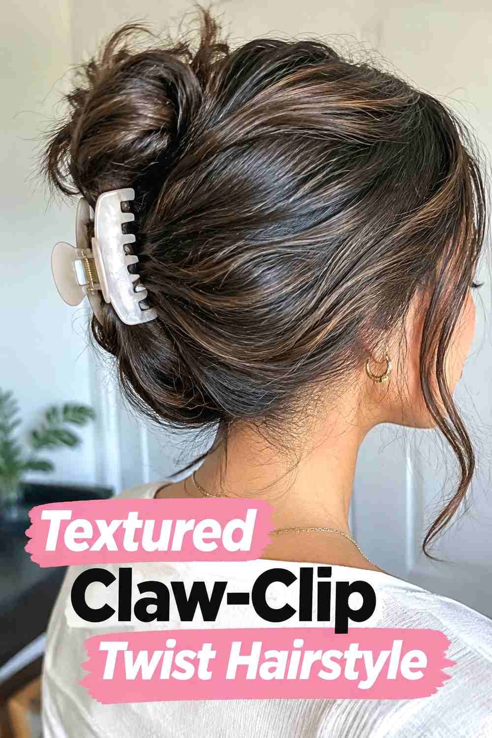 7. Textured Claw Clip Twist Hairstyle