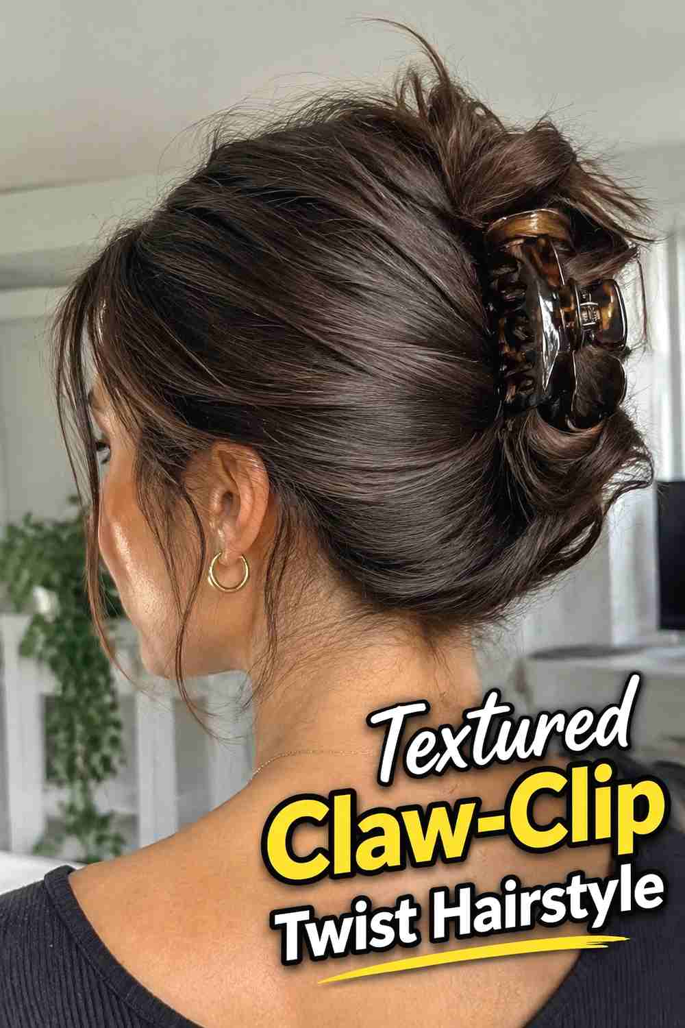 10. Textured Claw Clip Twist Hairstyle
