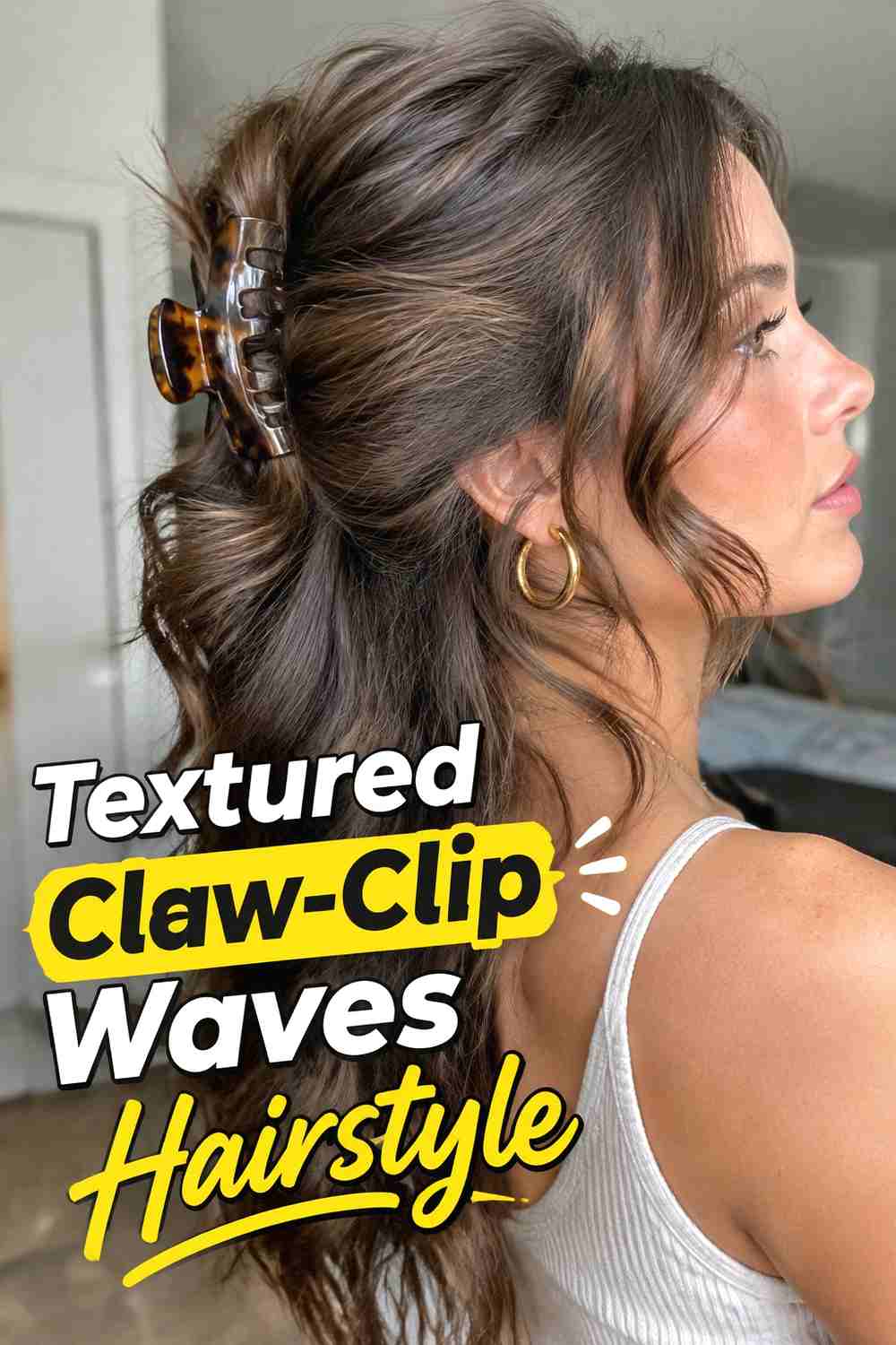10. Textured Claw Clip Waves Hairstyle