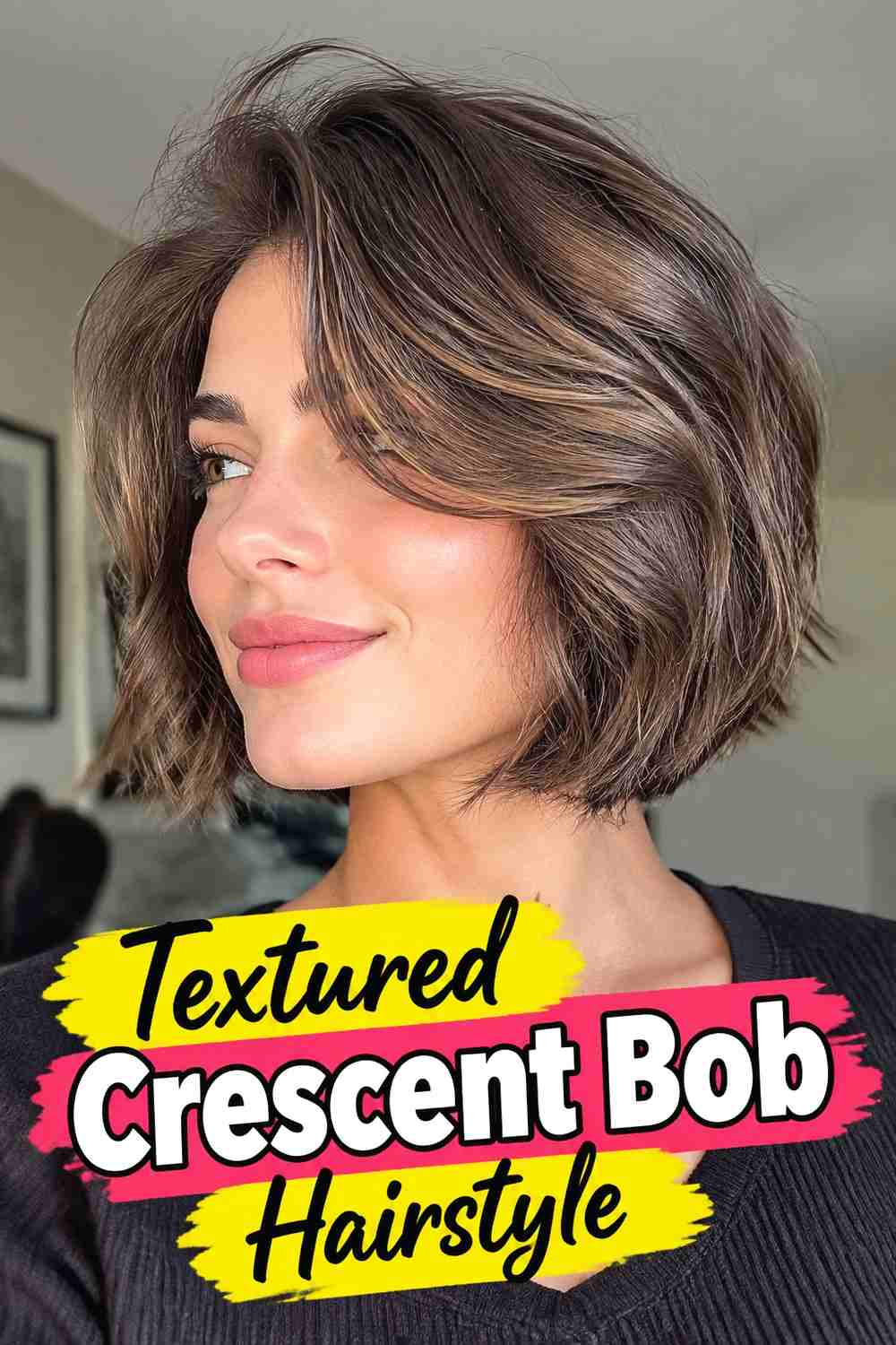 13. Textured Crescent Bob Hairstyle