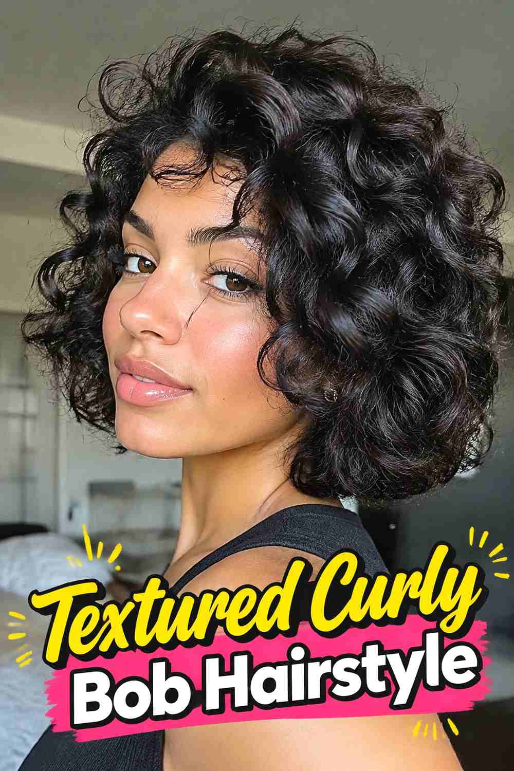 17. Textured Curly Bob Hairstyle