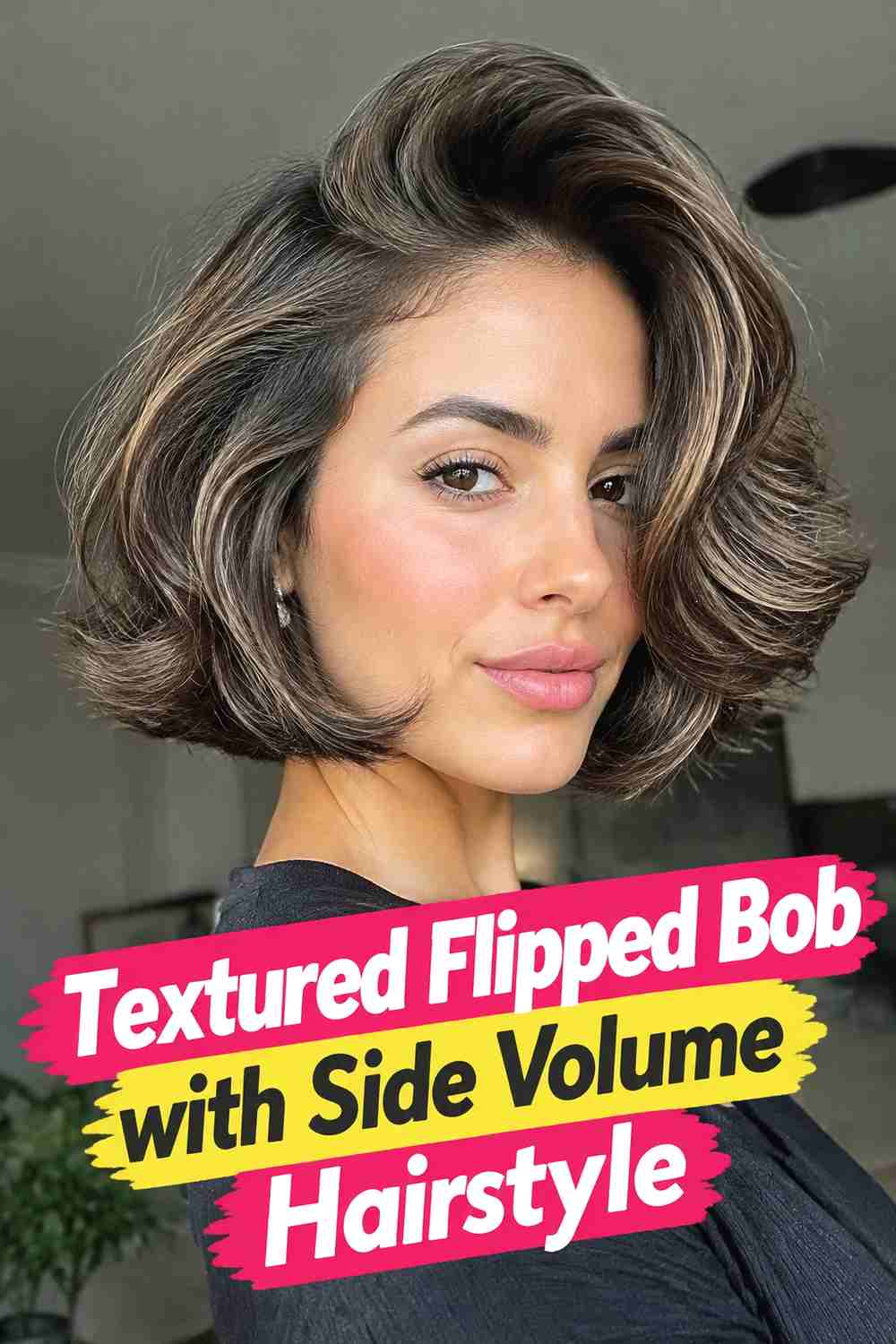 5. Textured Flipped Bob With Side Volume Hairstyle