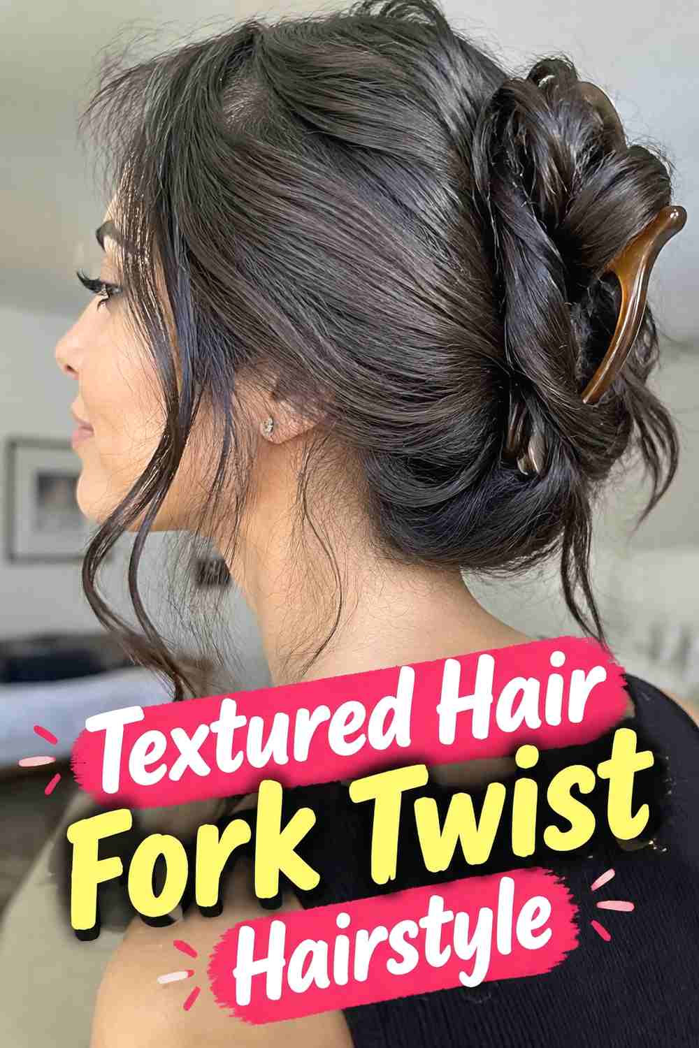 8. Textured Hair Fork Twist Hairstyle