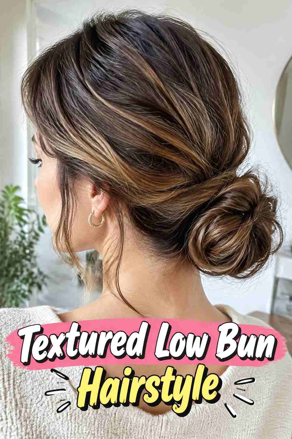 3. Textured Low Bun Hairstyle
