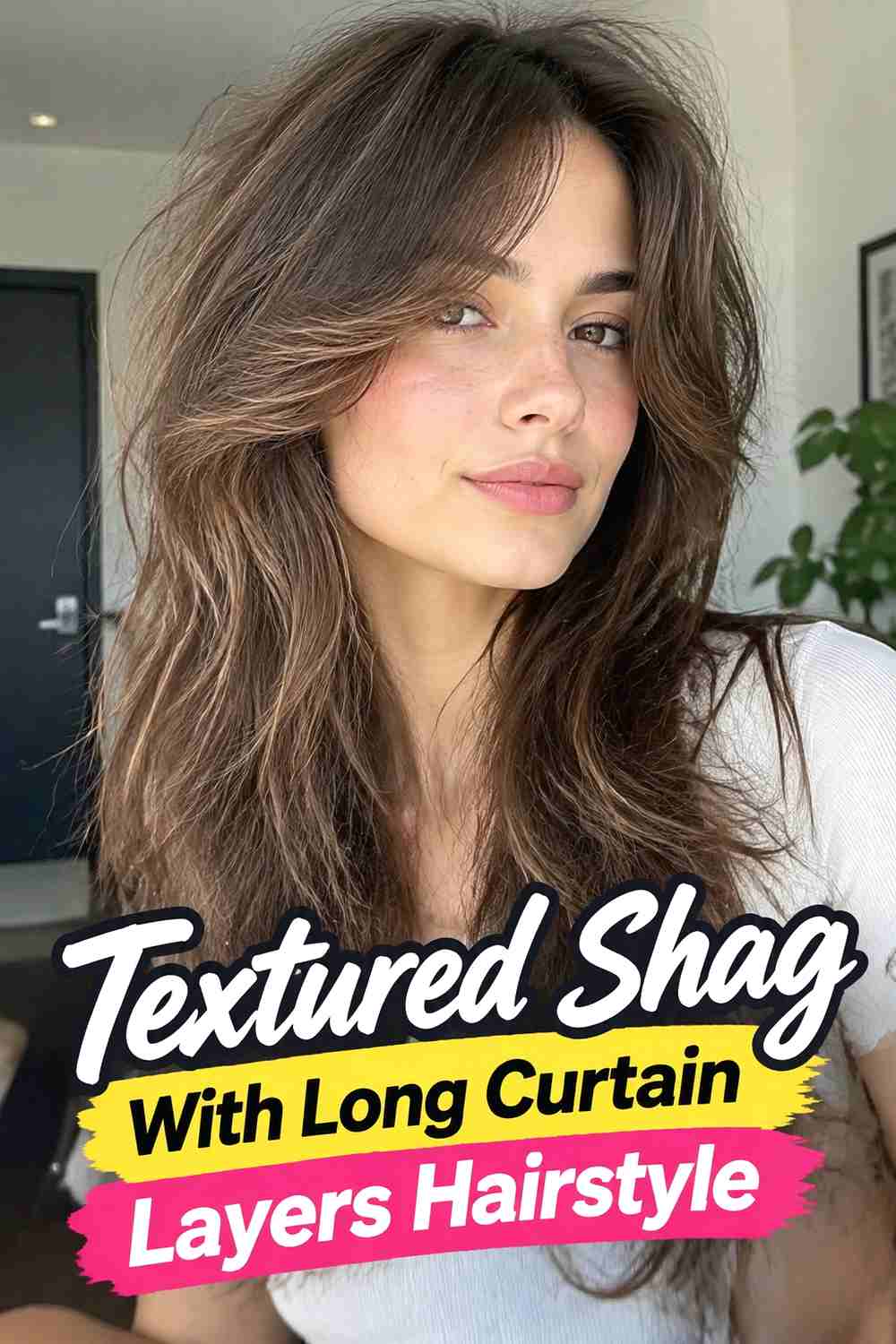 12. Textured Shag With Long Curtain Layers Hairstyle
