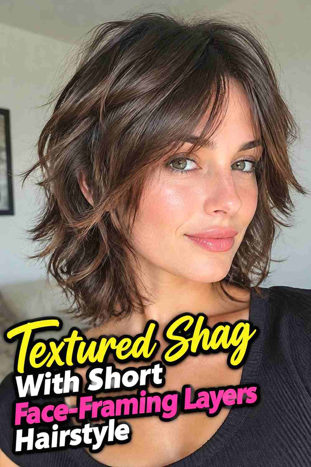11. Textured Shag With Short Face Framing Layers Hairstyle