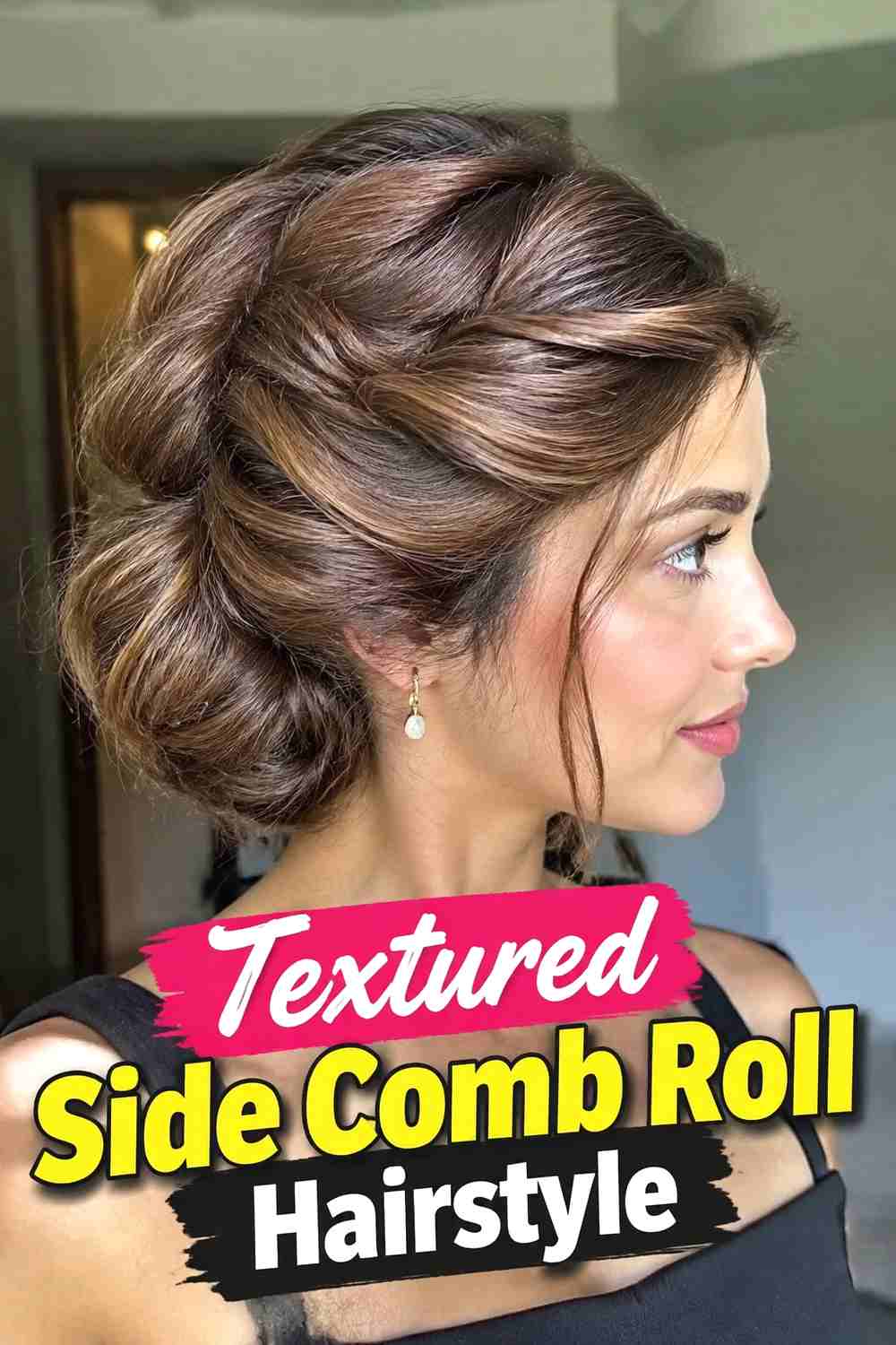 7. Textured Side Comb Roll Hairstyle