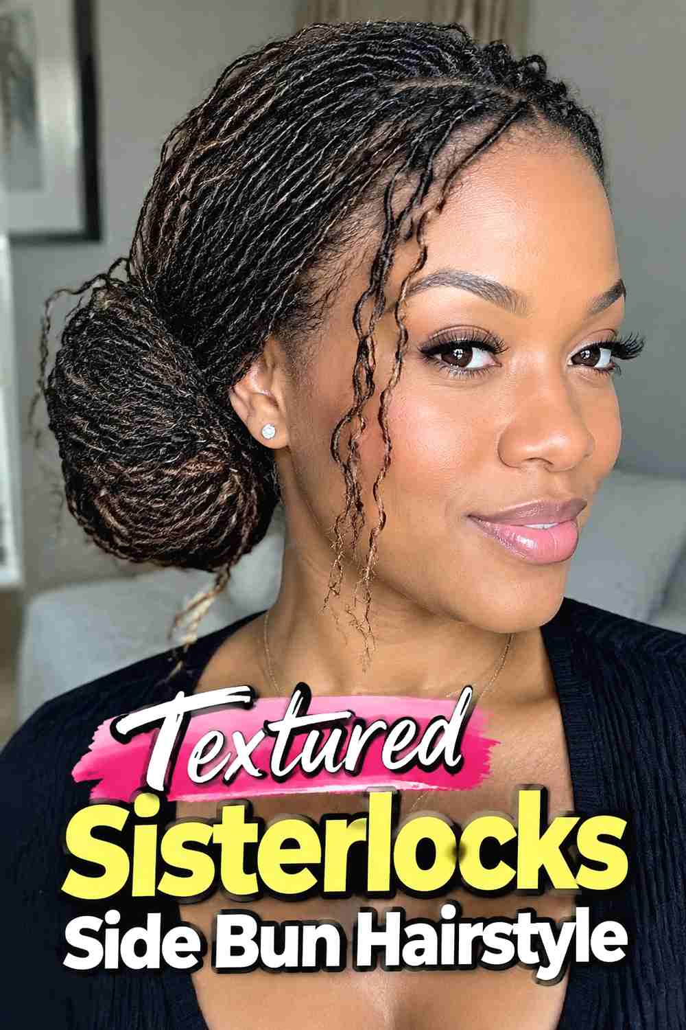 11. Textured Sisterlocks Side Bun Hairstyle