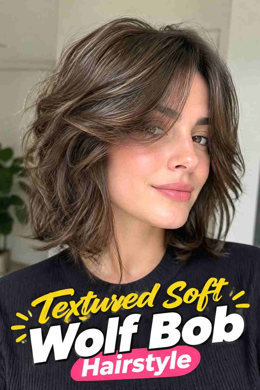 6. Textured Soft Wolf Bob Hairstyle