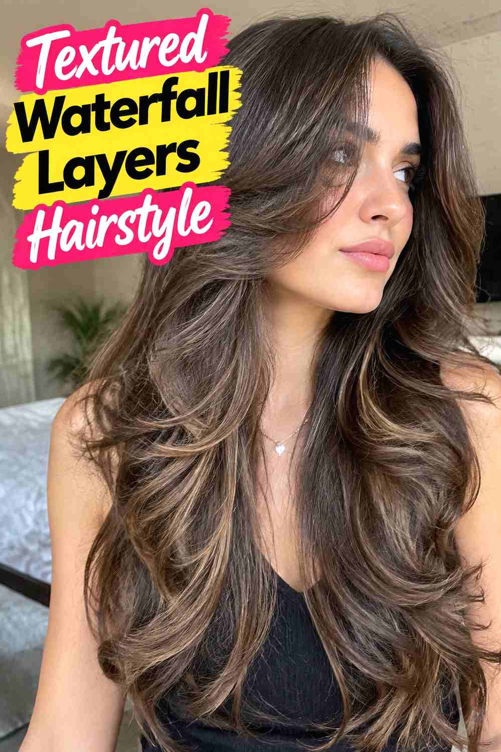 9. Textured Waterfall Layers Hairstyle