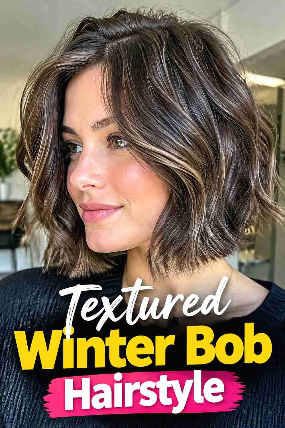 2. Textured Winter Bob Hairstyle