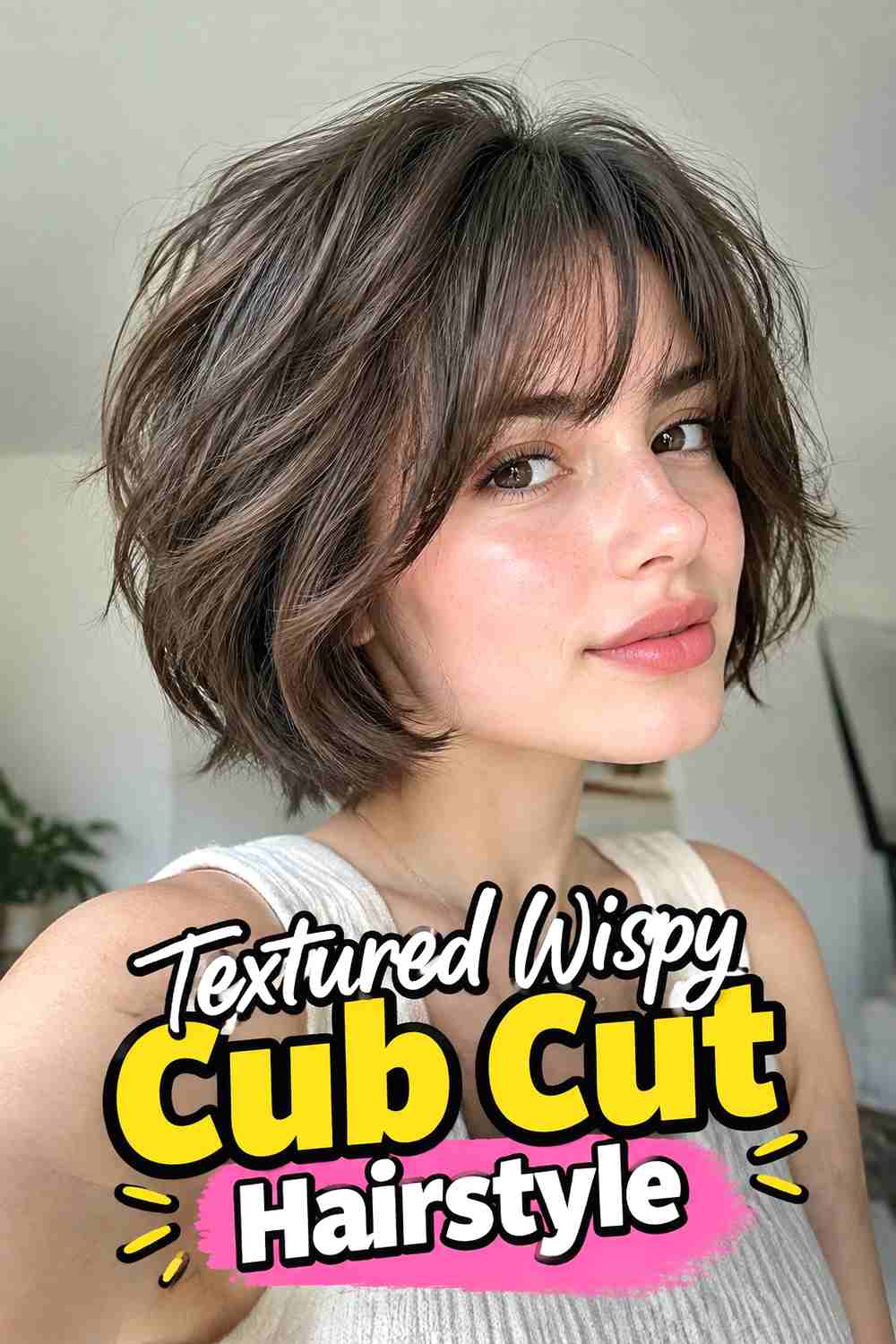 6. Textured Wispy Cub Cut Hairstyle