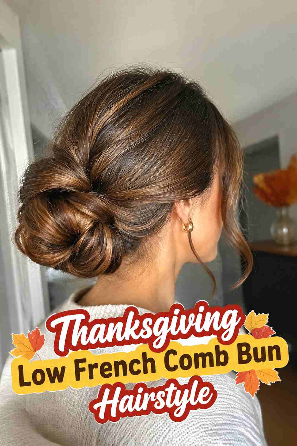 1. Thanksgiving Low French Comb Bun Hairstyle