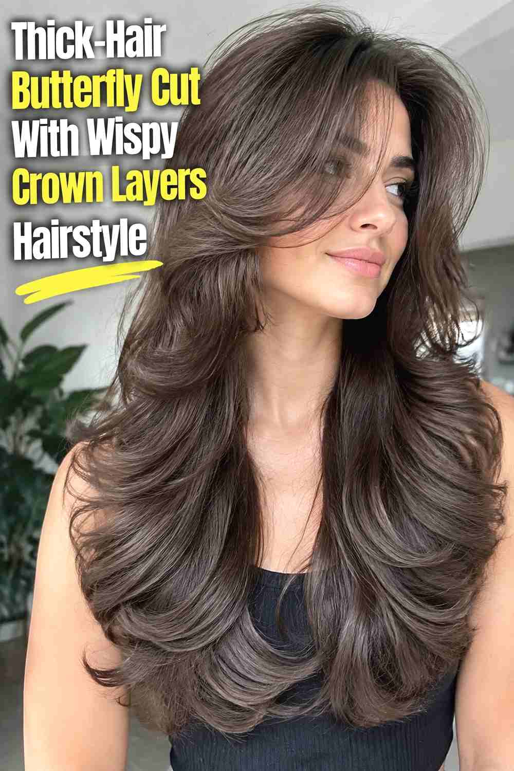 10. Thick Hair Butterfly Cut With Wispy Crown Layers Hairstyle
