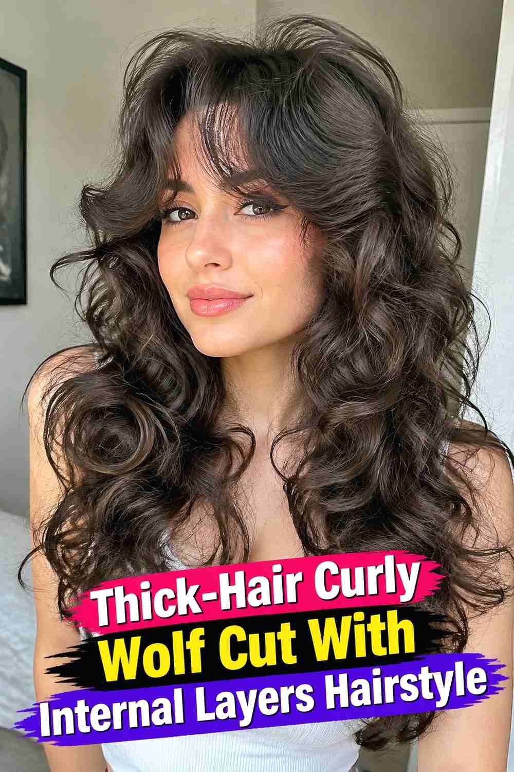 9. Thick Hair Curly Wolf Cut With Internal Layers Hairstyle