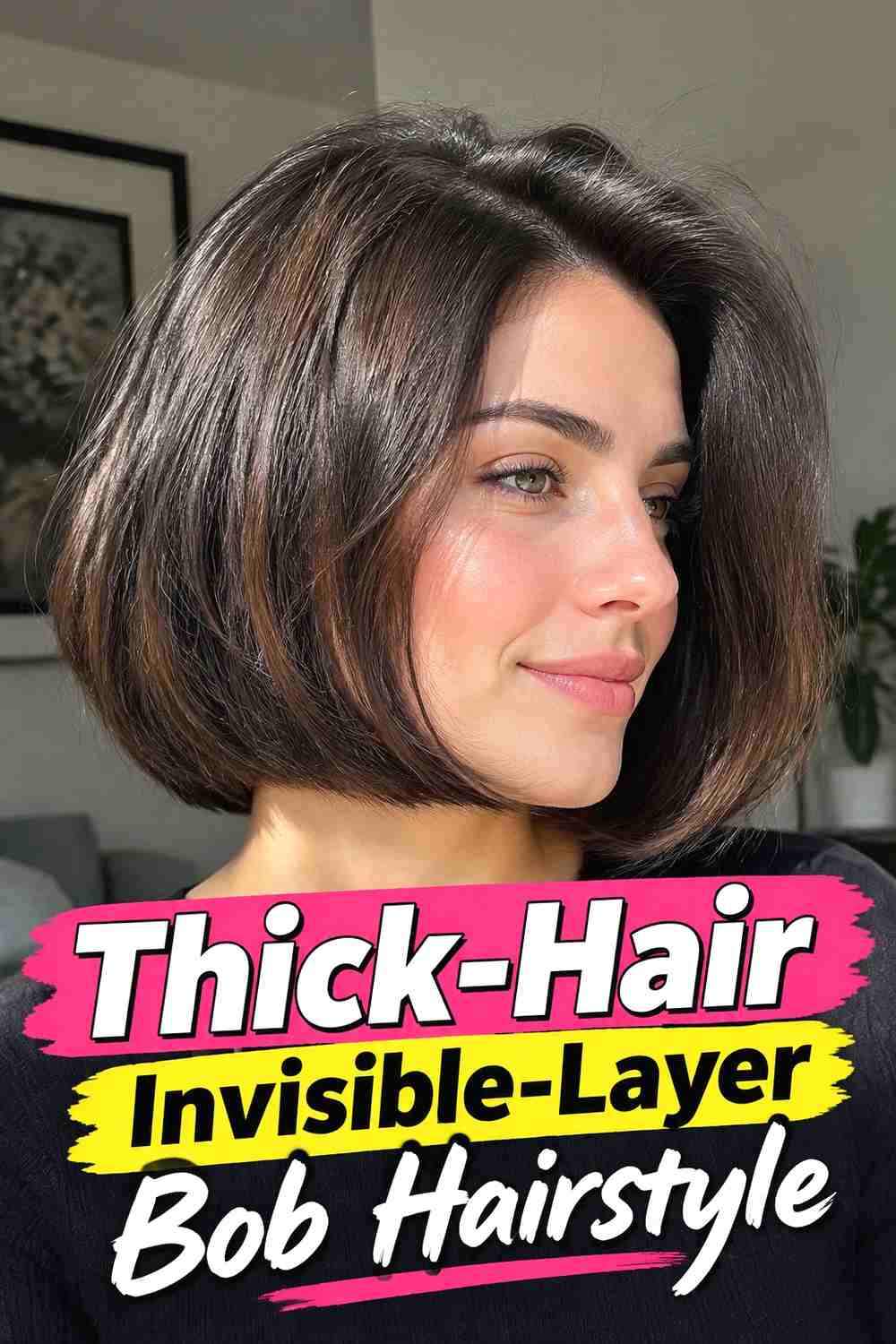 17. Thick Hair Invisible Layer Bob Hairstyle