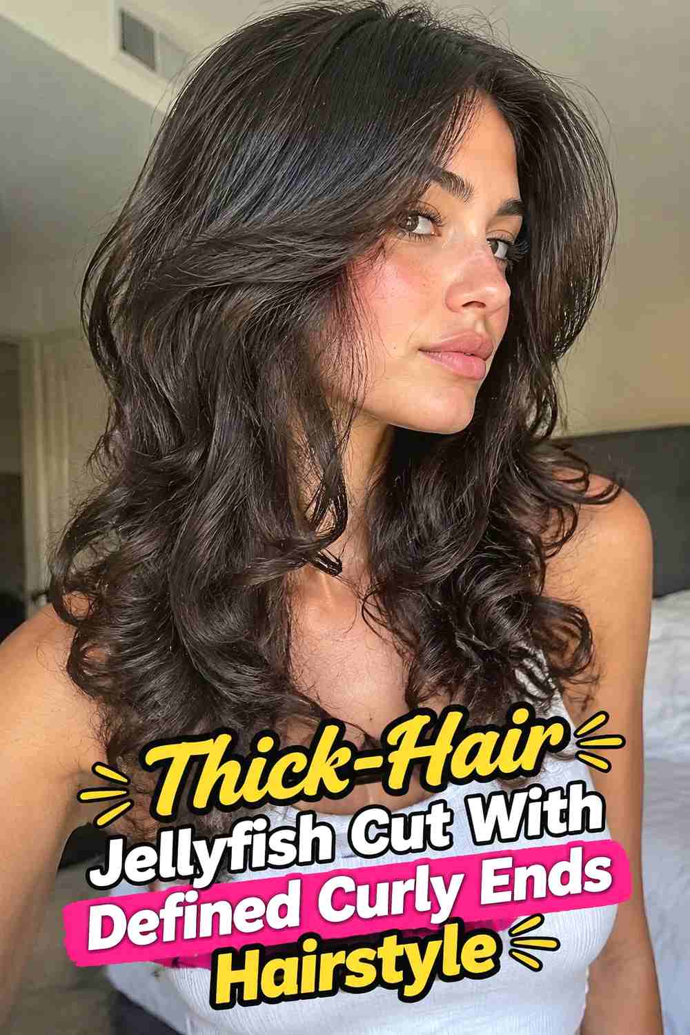 9. Thick Hair Jellyfish Cut With Defined Curly Ends Hairstyle