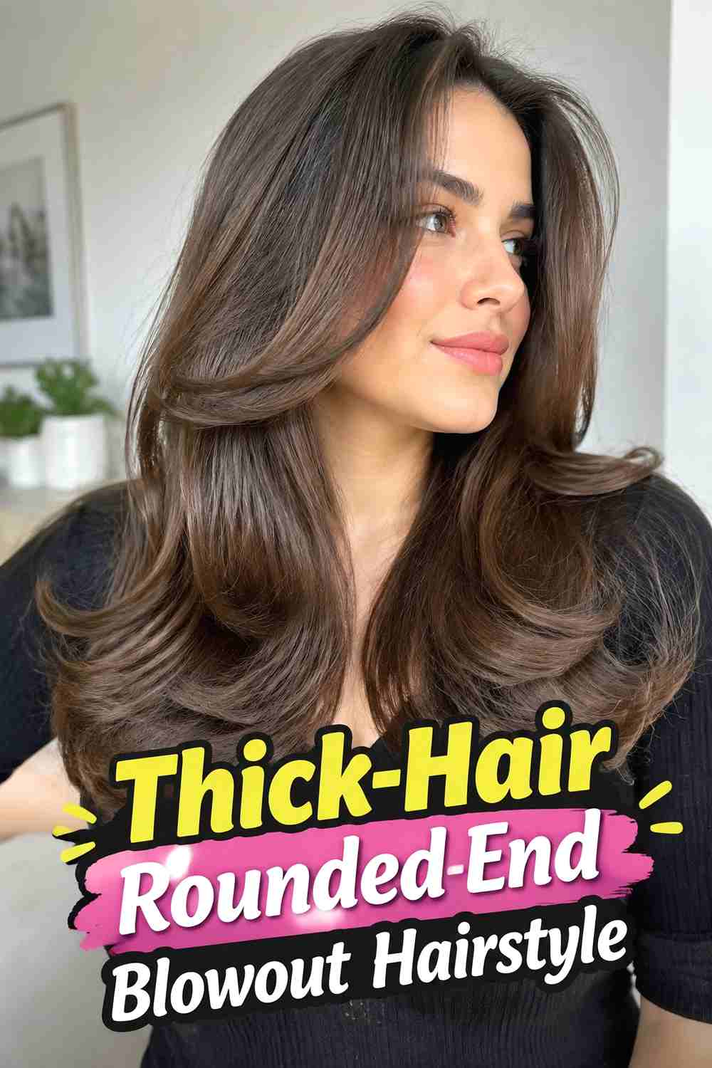 15. Thick Hair Rounded End Blowout Hairstyle