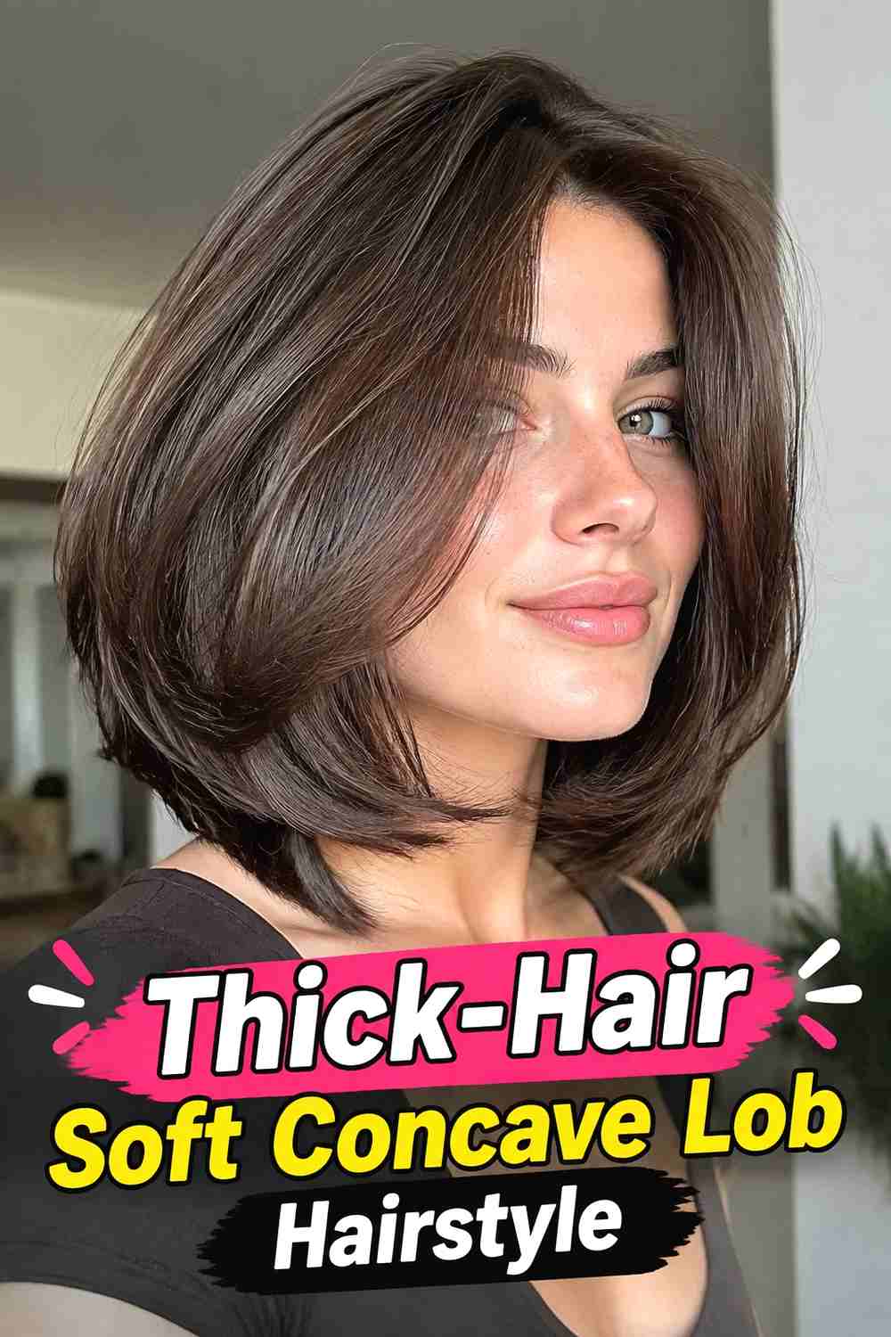 11. Thick Hair Soft Concave Lob Hairstyle