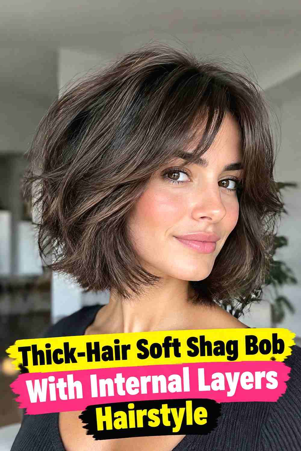 11. Thick Hair Soft Shag Bob With Internal Layers Hairstyle