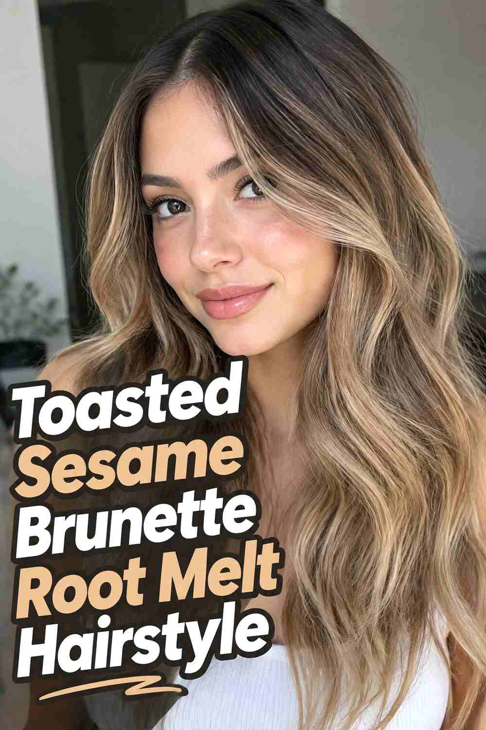 7. Toasted Sesame Brunette Root Melt Hairstyle