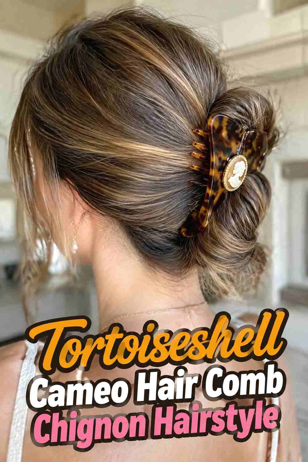 15. Tortoiseshell Cameo Hair Comb Chignon Hairstyle