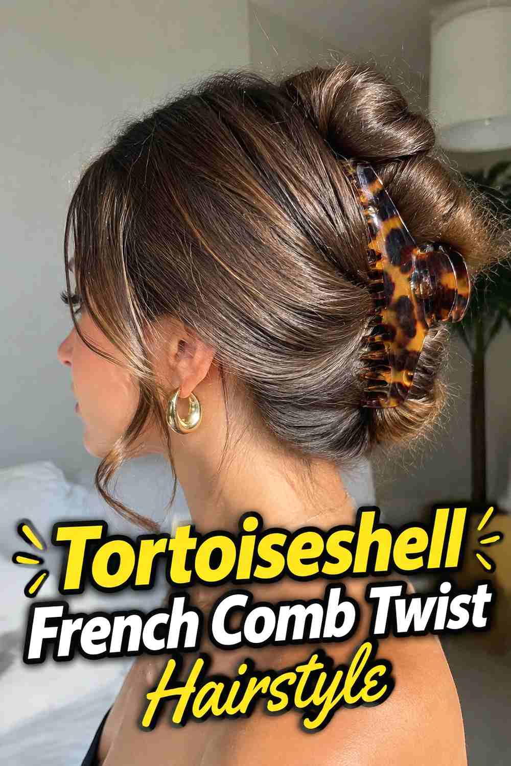 13. Tortoiseshell French Comb Twist Hairstyle