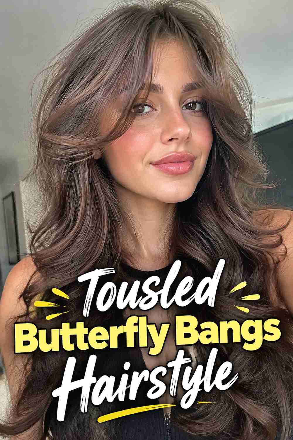 15. Tousled Butterfly Bangs Hairstyle