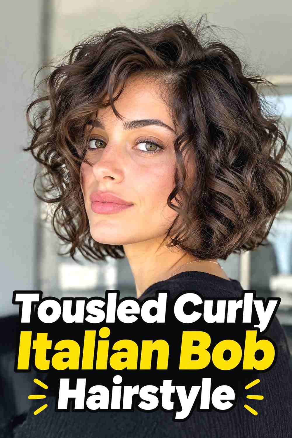 8. Tousled Curly Italian Bob Hairstyle
