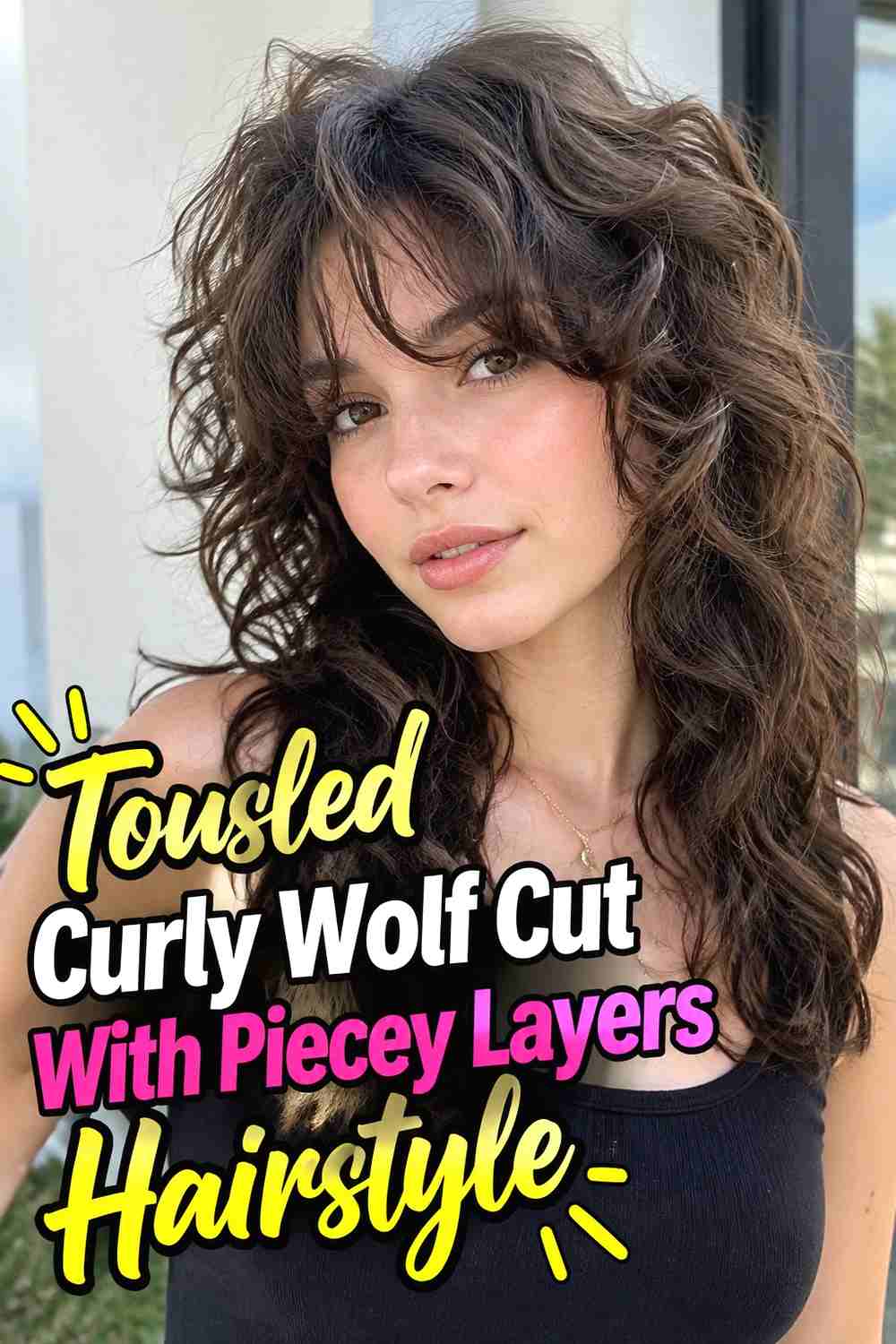 11. Tousled Curly Wolf Cut With Piecey Layers Hairstyle