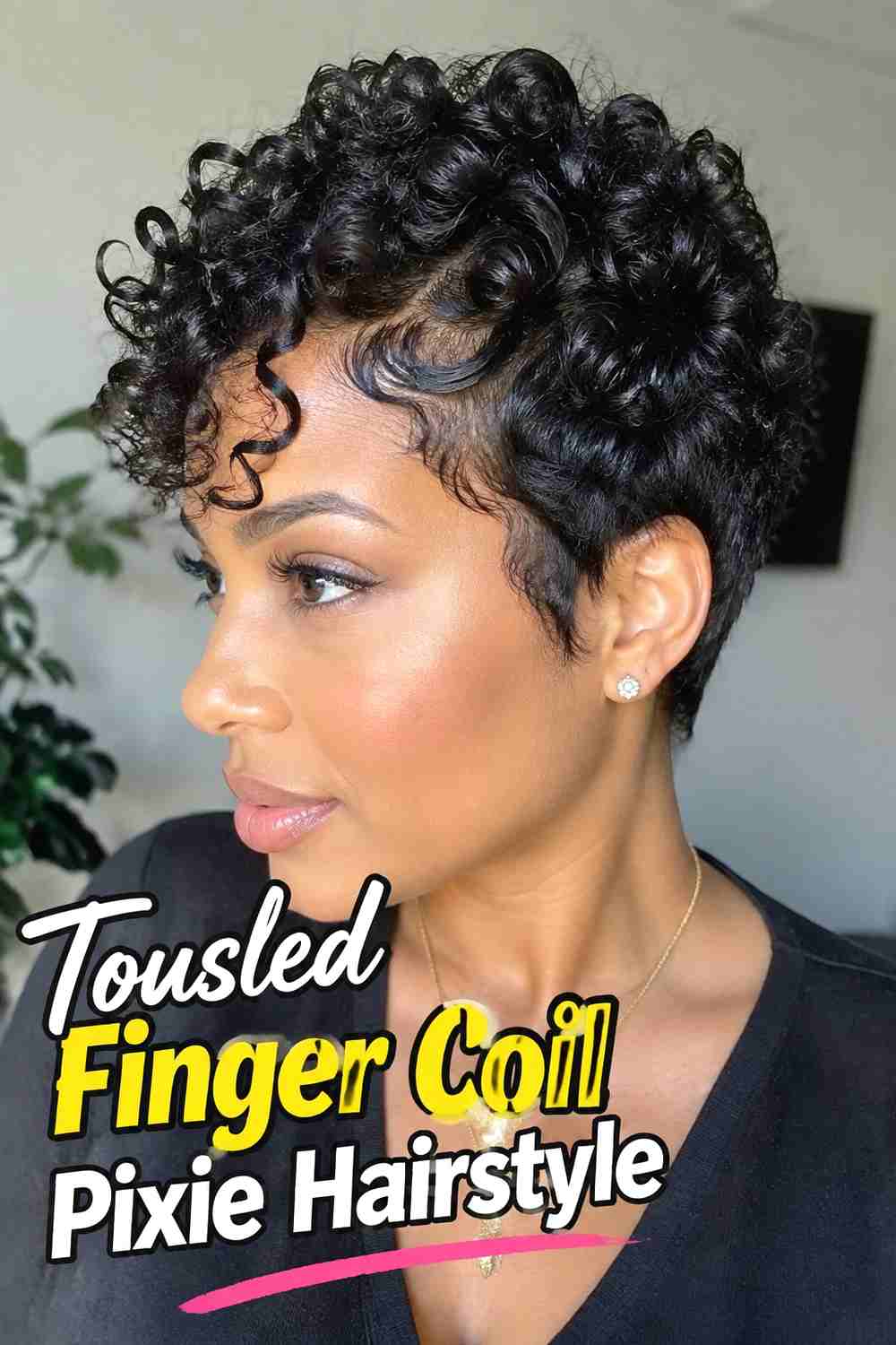 7. Tousled Finger Coil Pixie Hairstyle