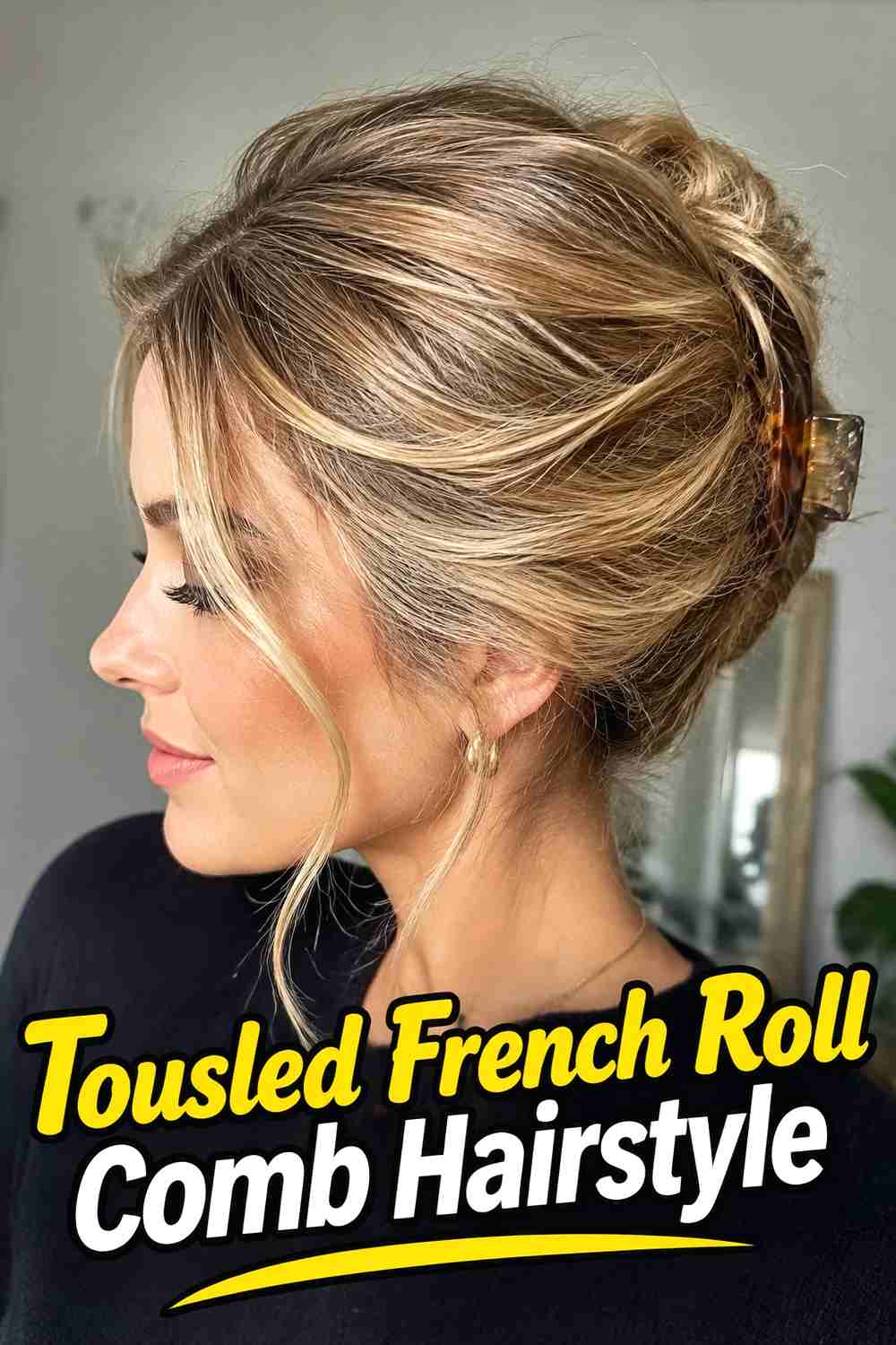 8. Tousled French Roll Comb Hairstyle