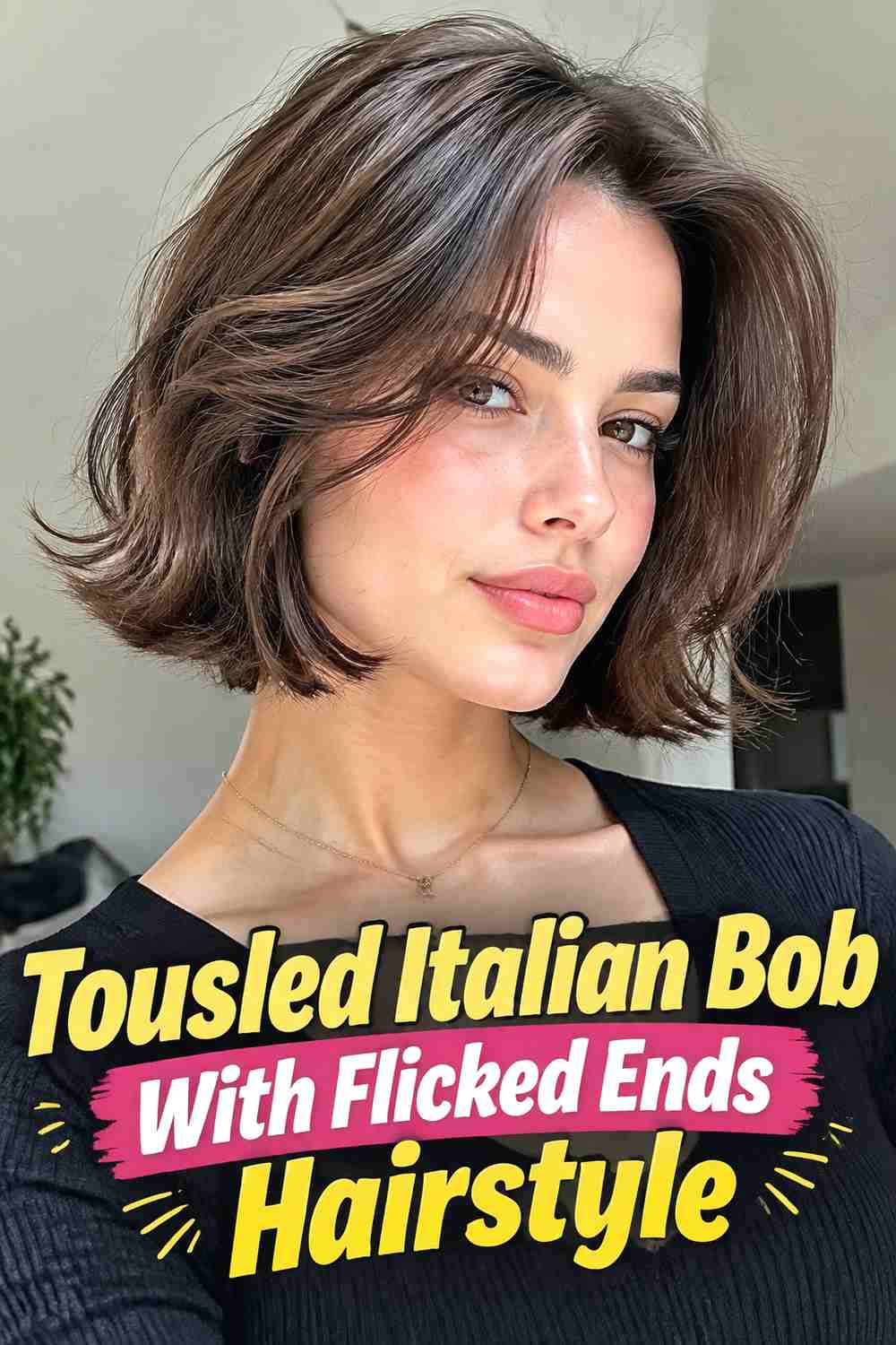 10. Tousled Italian Bob With Flicked Ends Hairstyle