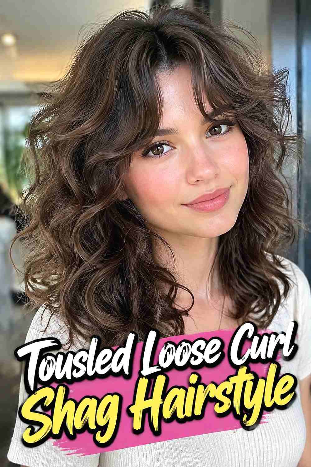 18. Tousled Loose Curl Shag Hairstyle