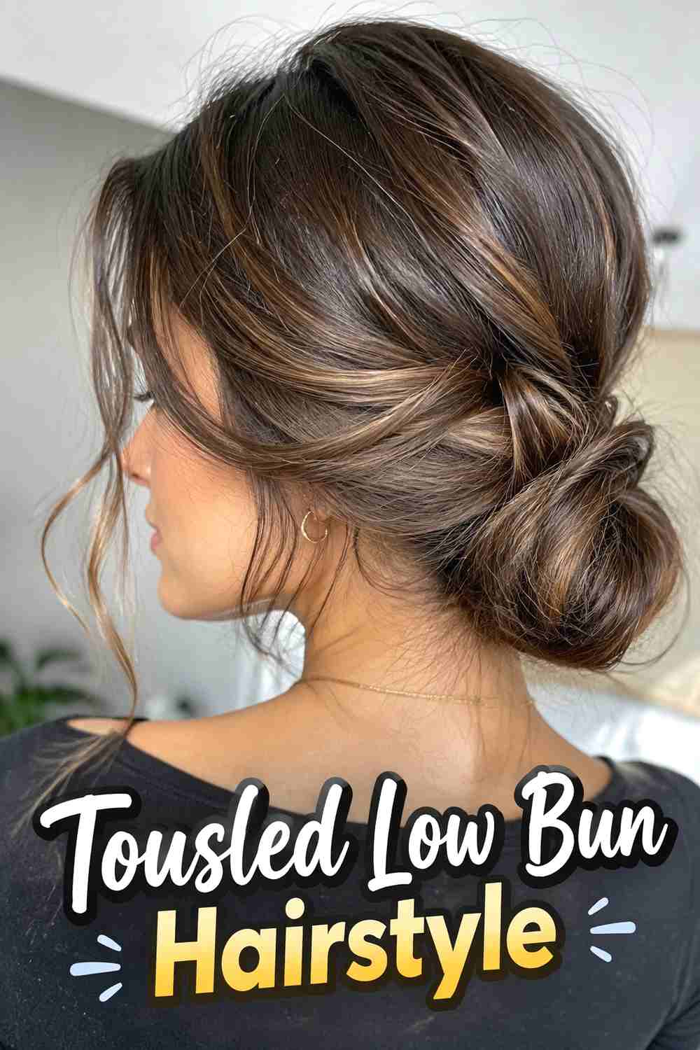 1. Tousled Low Bun Hairstyle