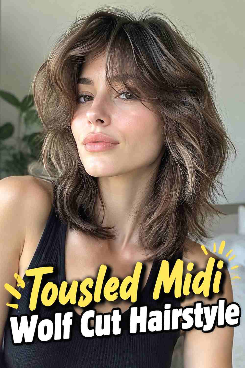 15. Tousled Midi Wolf Cut Hairstyle