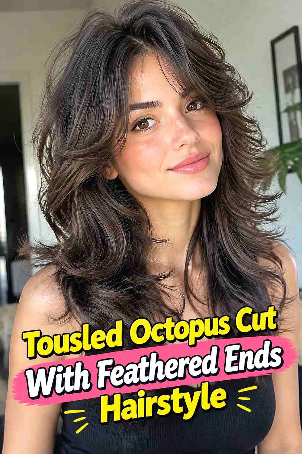 13. Tousled Octopus Cut With Feathered Ends Hairstyle