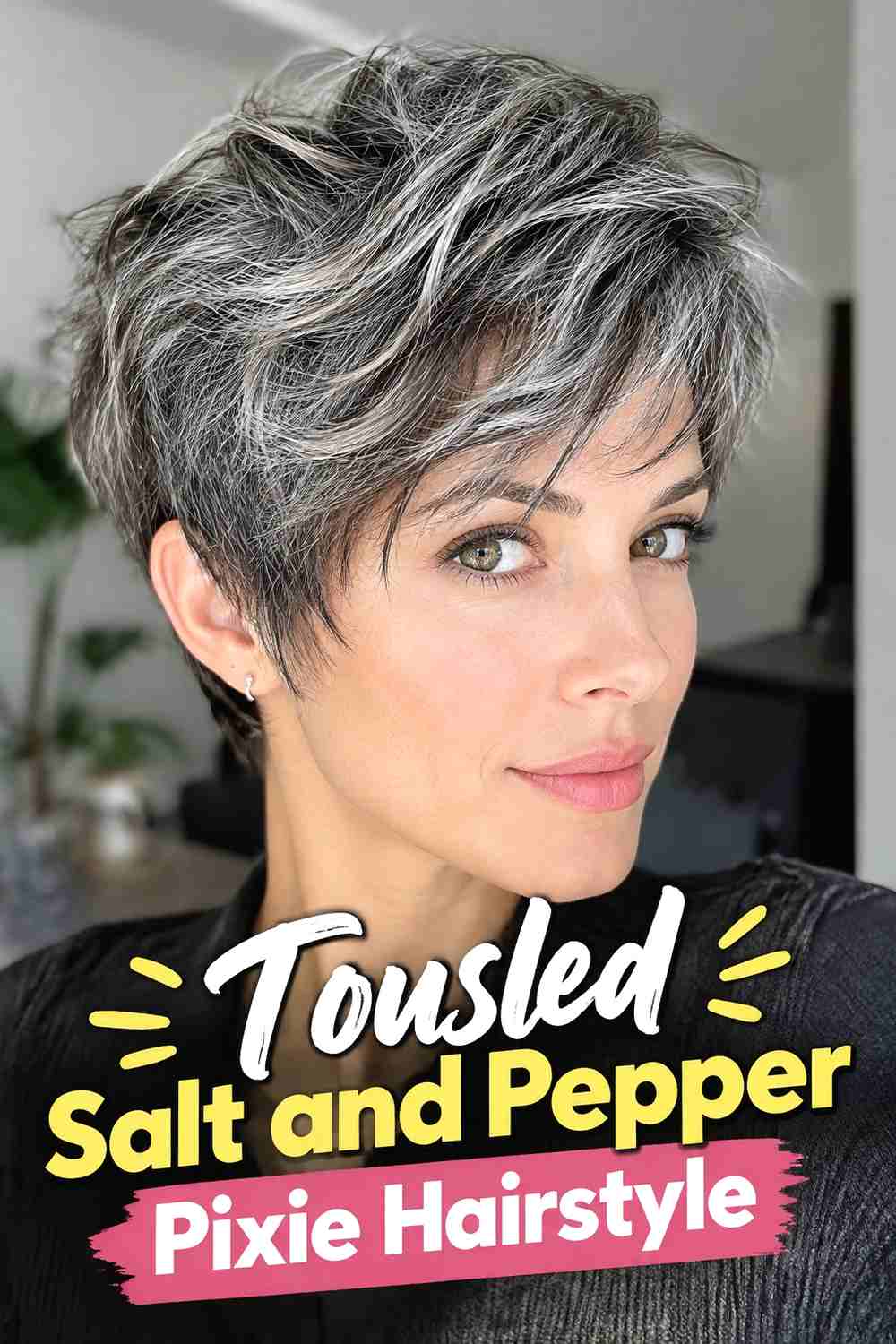 7. Tousled Salt And Pepper Pixie Hairstyle
