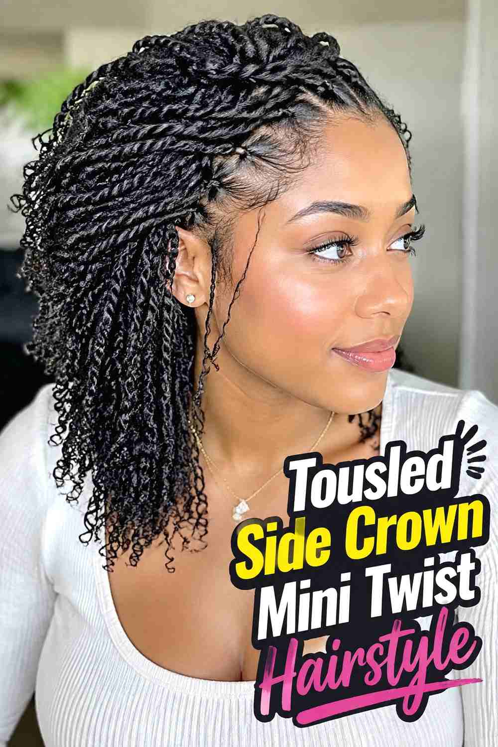17. Tousled Side Crown Mini Twist Hairstyle