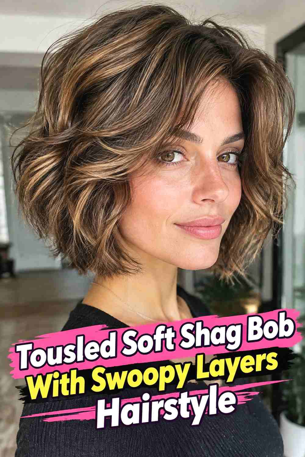 9. Tousled Soft Shag Bob With Swoopy Layers Hairstyle
