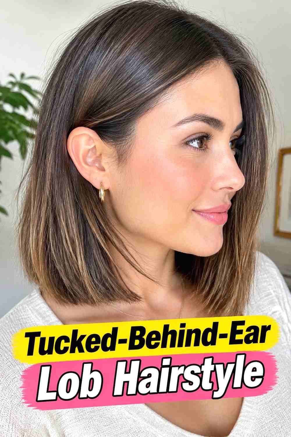 12. Tucked Behind Ear Lob Hairstyle