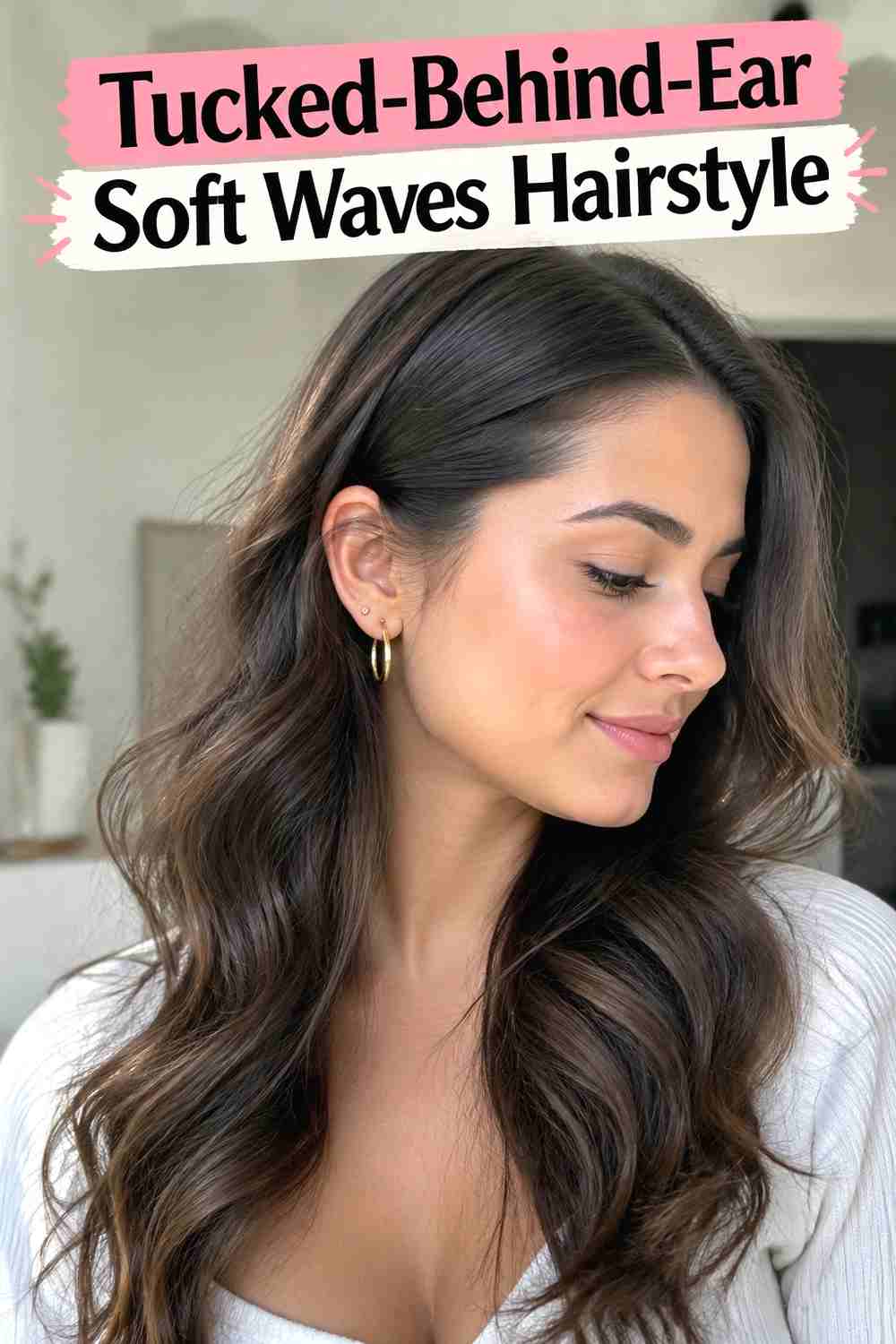 6. Tucked Behind Ear Soft Waves Hairstyle