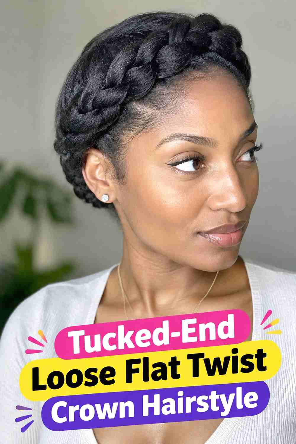 9. Tucked End Loose Flat Twist Crown Hairstyle