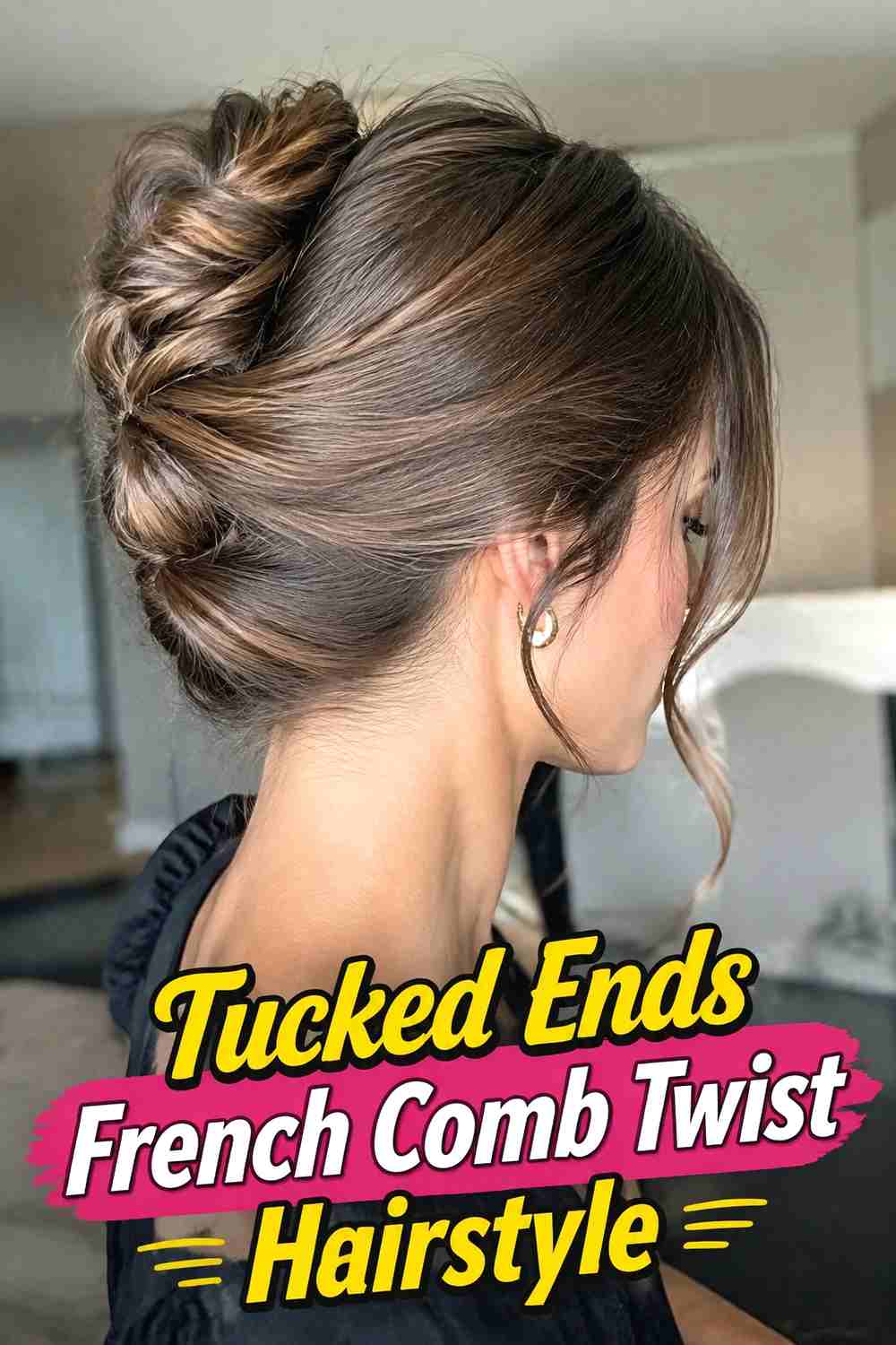 15. Tucked Ends French Comb Twist Hairstyle