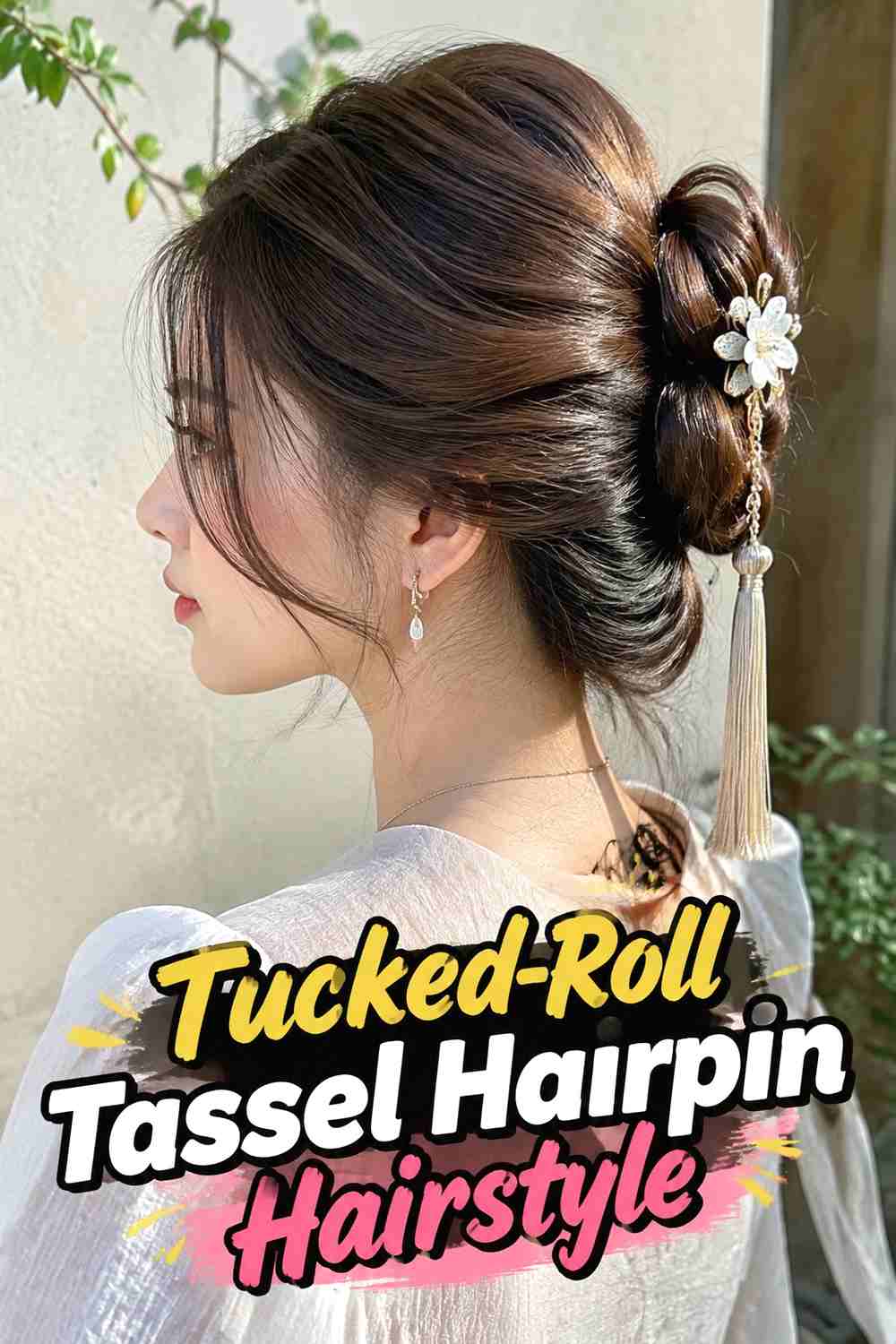 17. Tucked Roll Tassel Hairpin Hairstyle