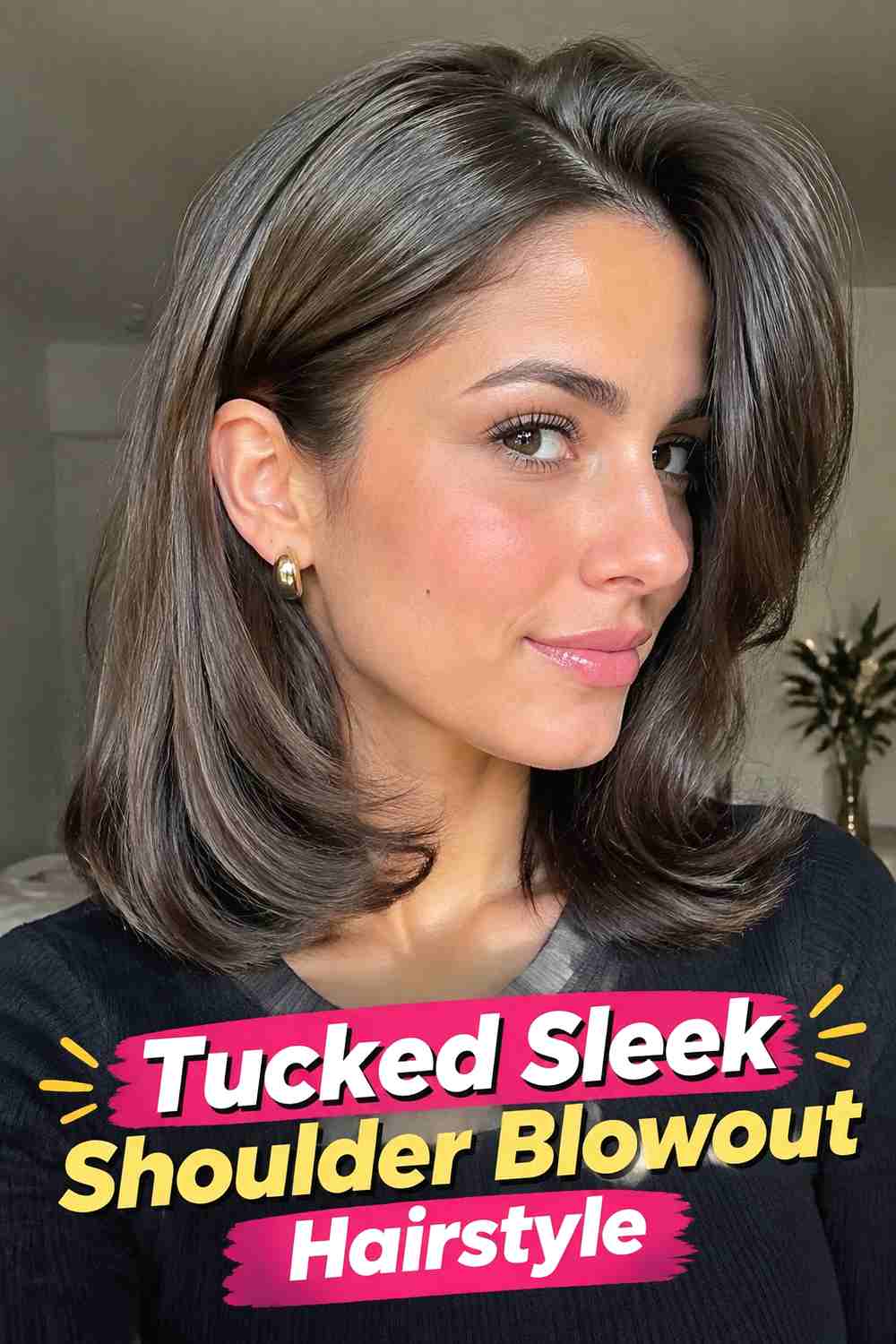 10. Tucked Sleek Shoulder Blowout Hairstyle