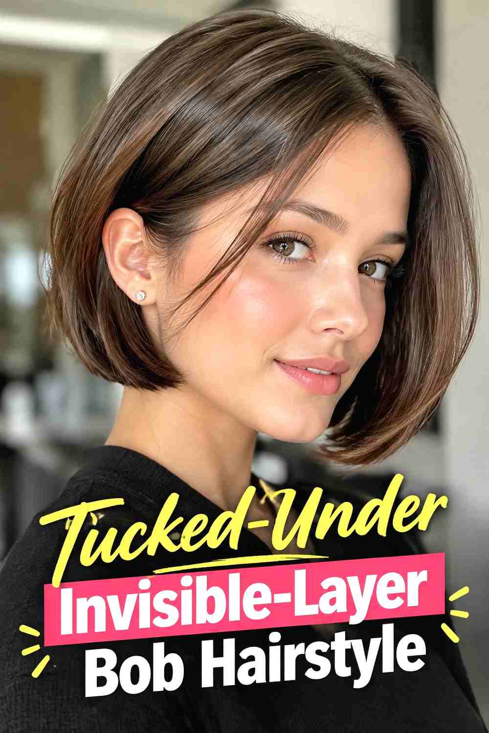 15. Tucked Under Invisible Layer Bob Hairstyle