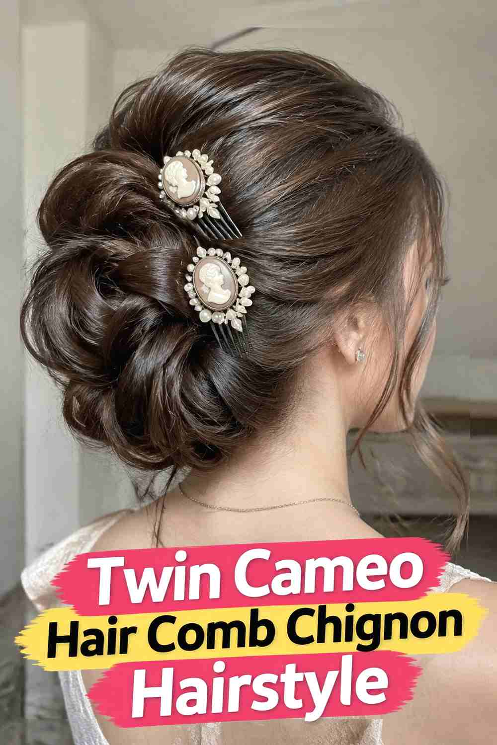 12. Twin Cameo Hair Comb Chignon Hairstyle